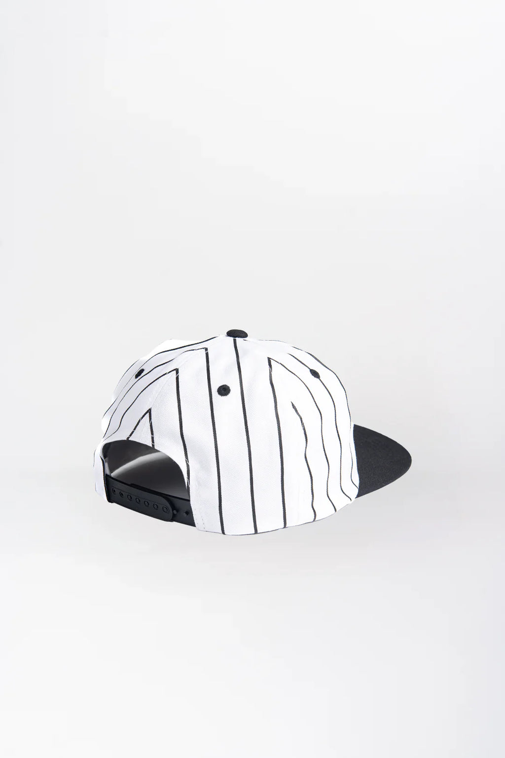 Printed Flat Bill Hat Black and White Striped