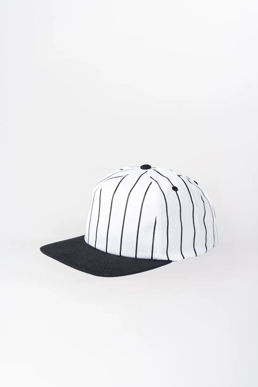 Printed Flat Bill Hat Black and White Striped