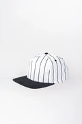 Printed Flat Bill Hat Black and White Striped